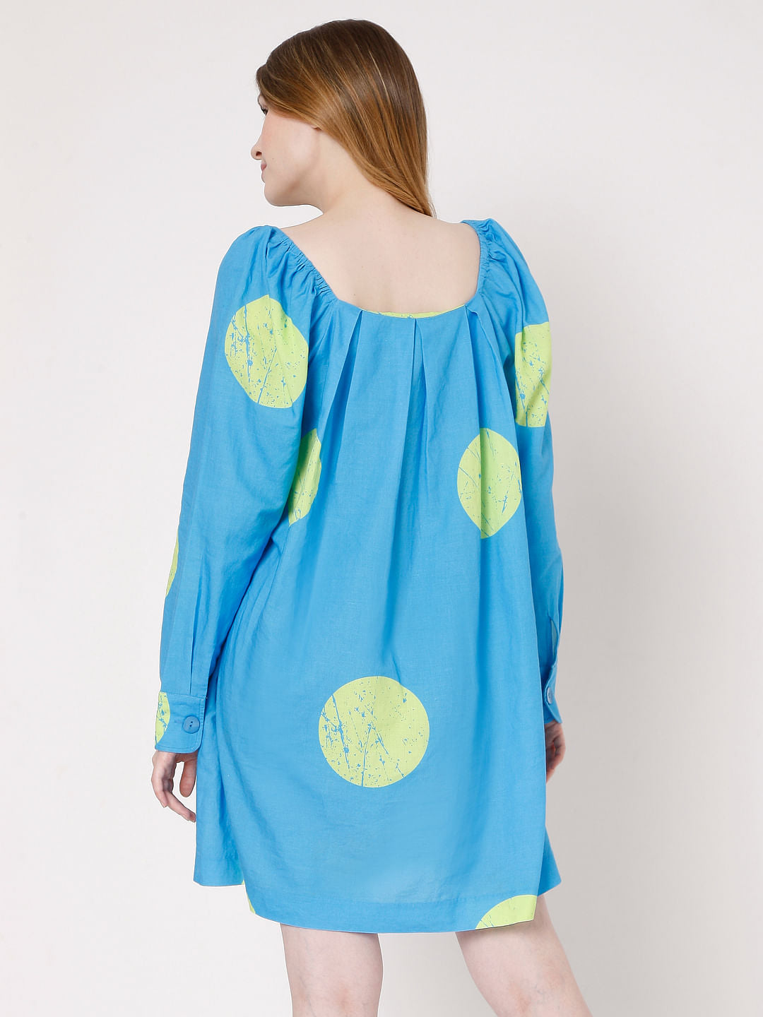 Blue Large Polka Dotted Shift Dress