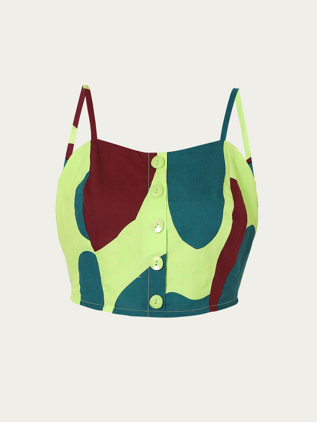 Green Printed Crop Top