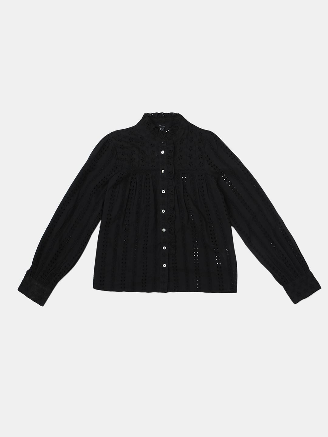 Black Schiffli Cotton Top