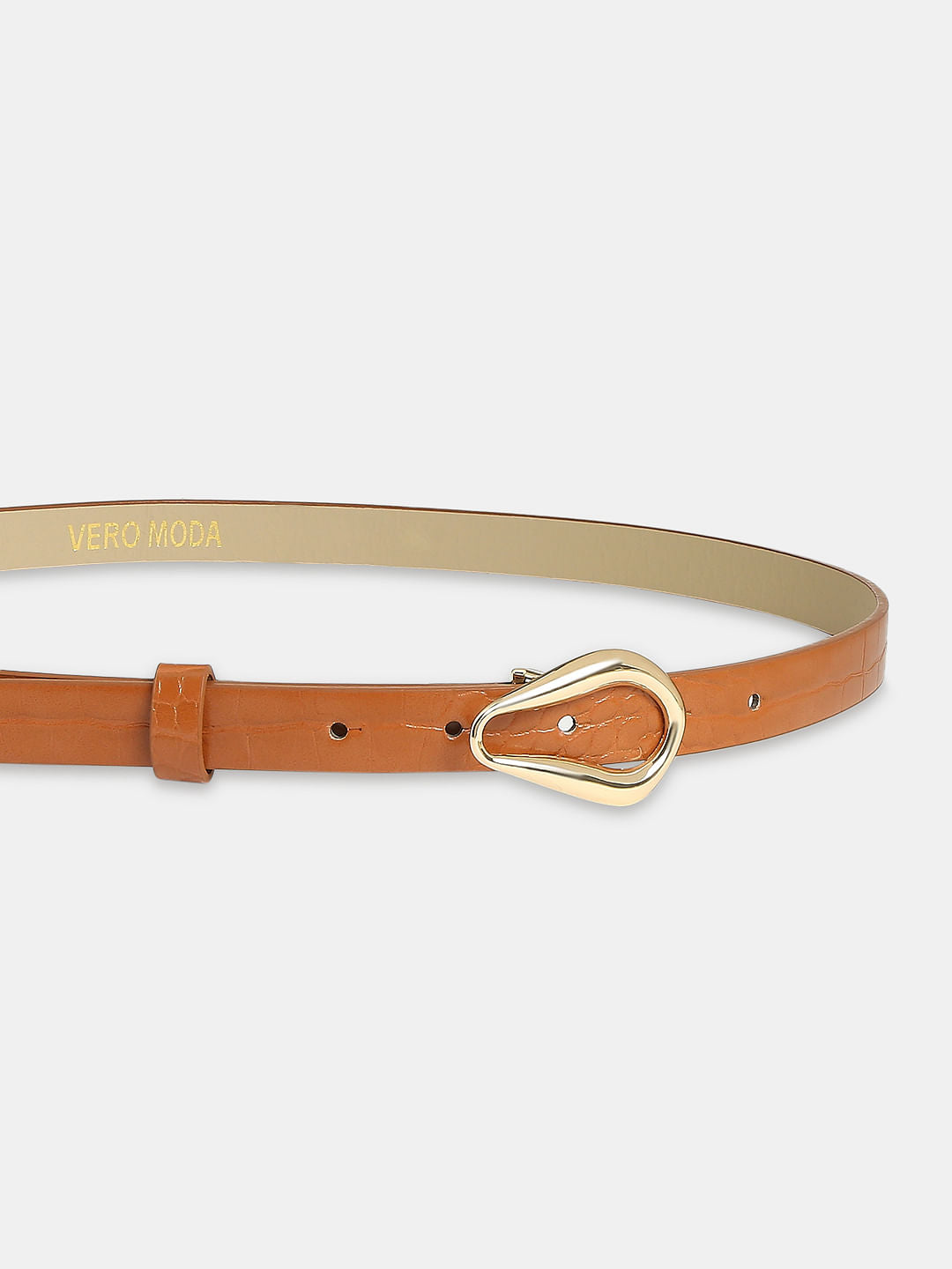 Tan Croc Embossed Jeans Belt
