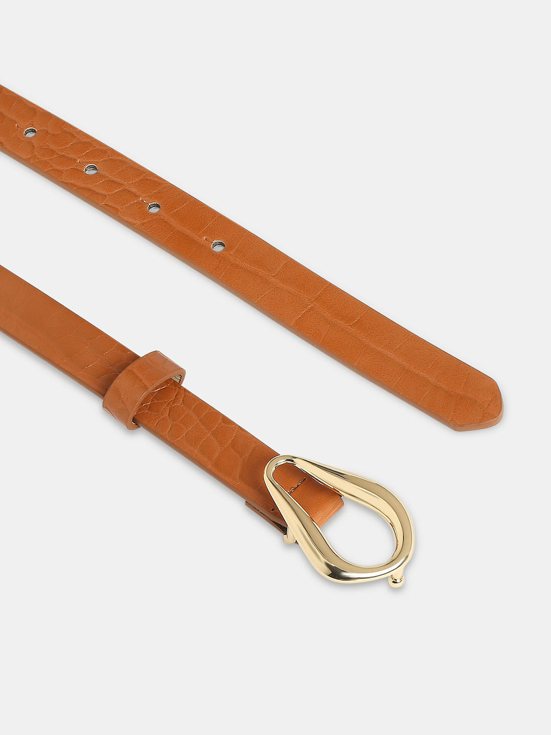 Tan Croc Embossed Jeans Belt