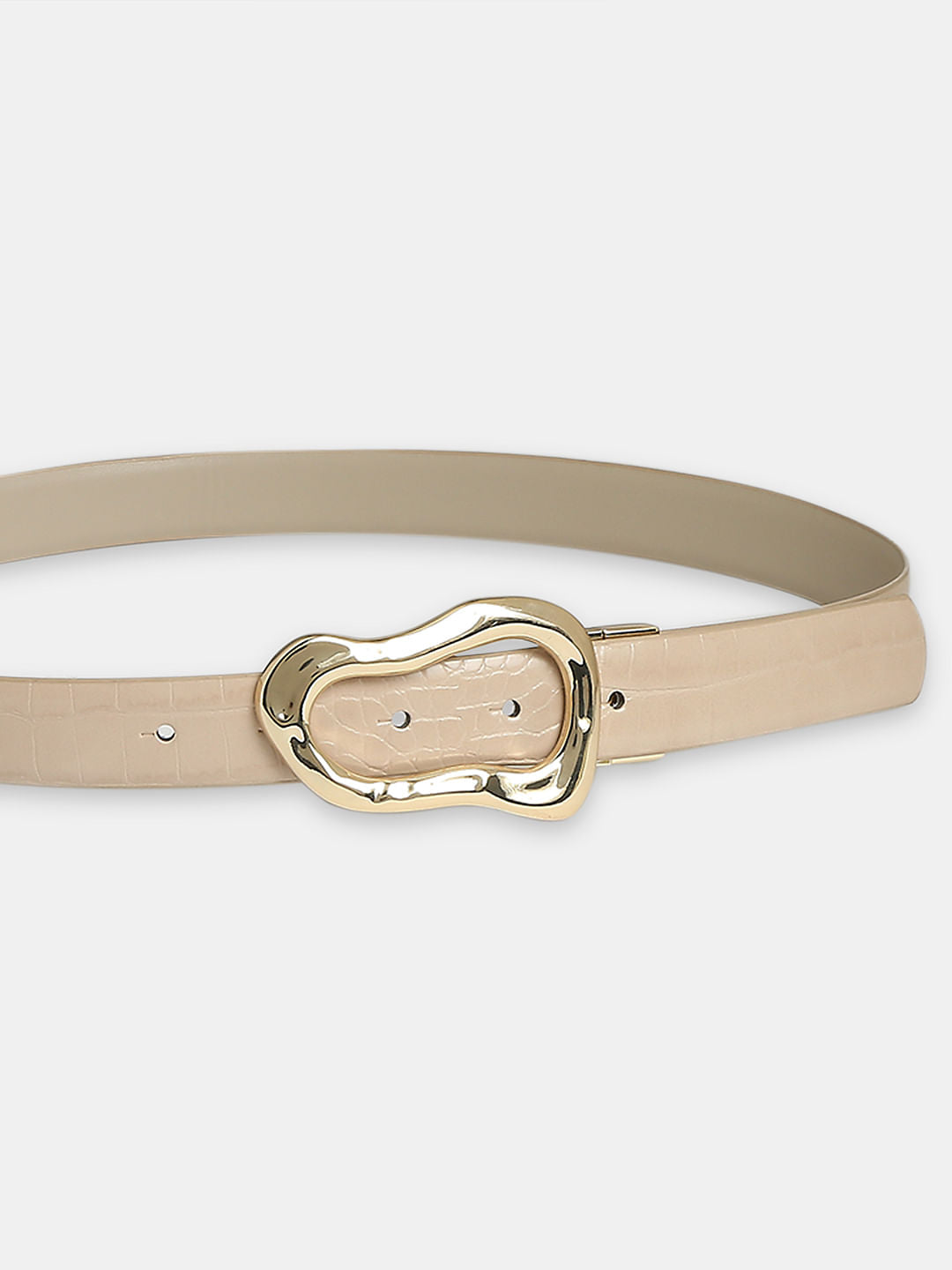 Beige Textured Jeans Belt