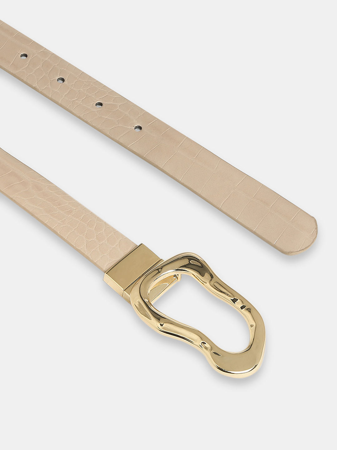 Beige Textured Jeans Belt