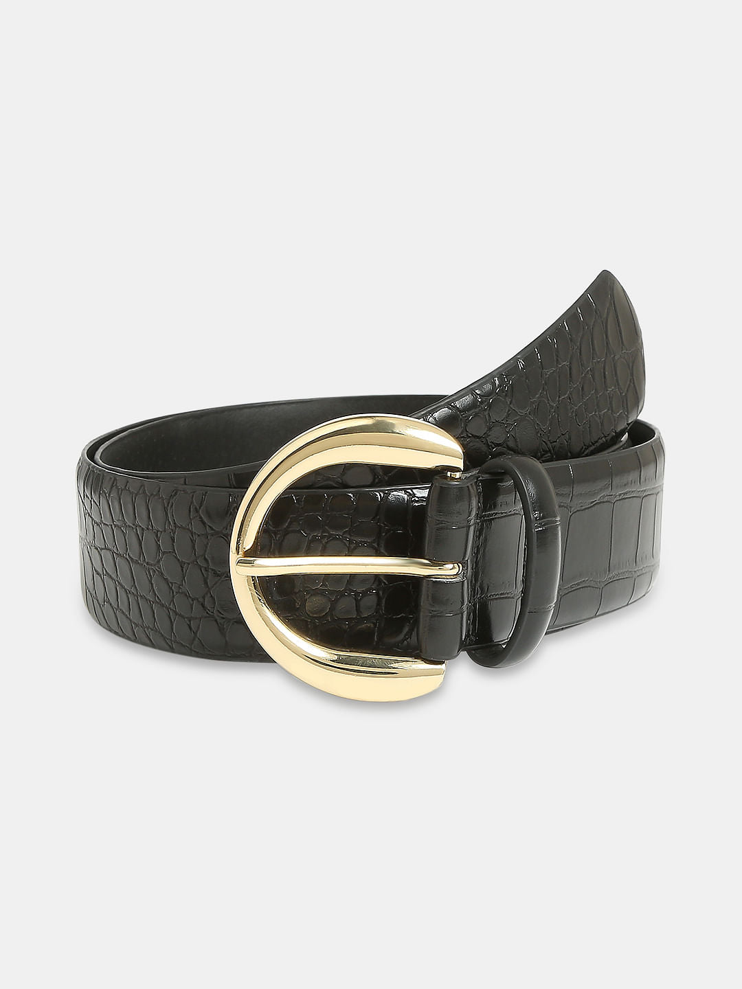 Black Textured Jeans Belt