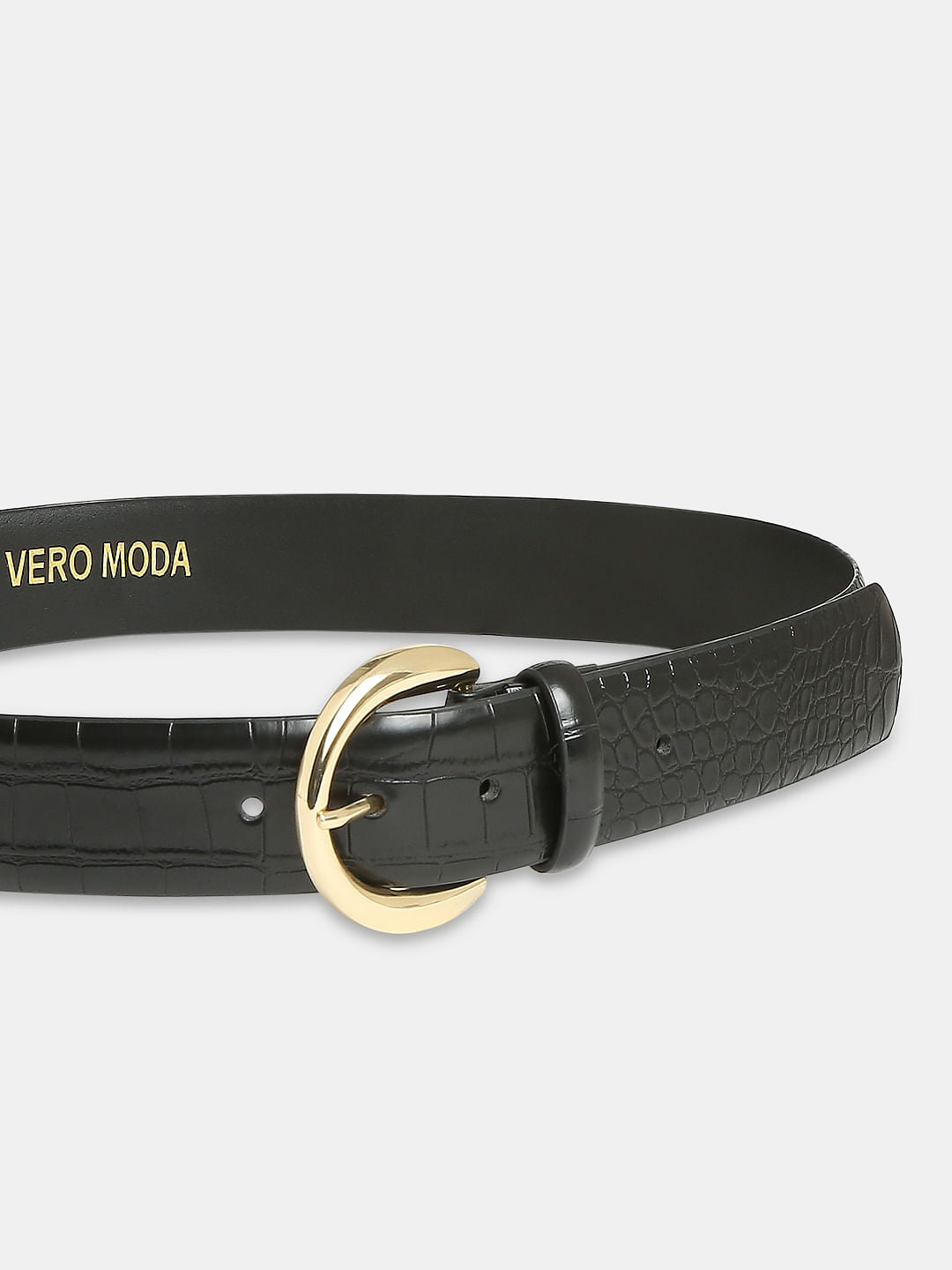 Black Textured Jeans Belt