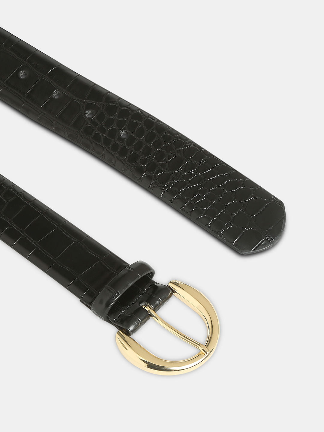 Black Textured Jeans Belt