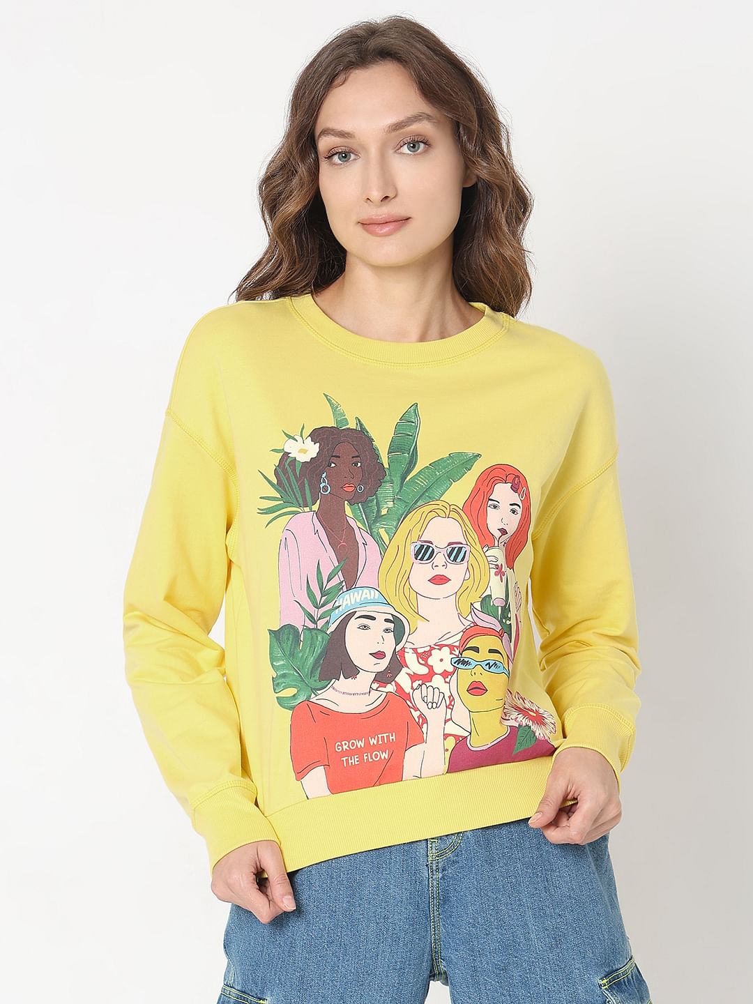 Yellow Printed Sweatshirt