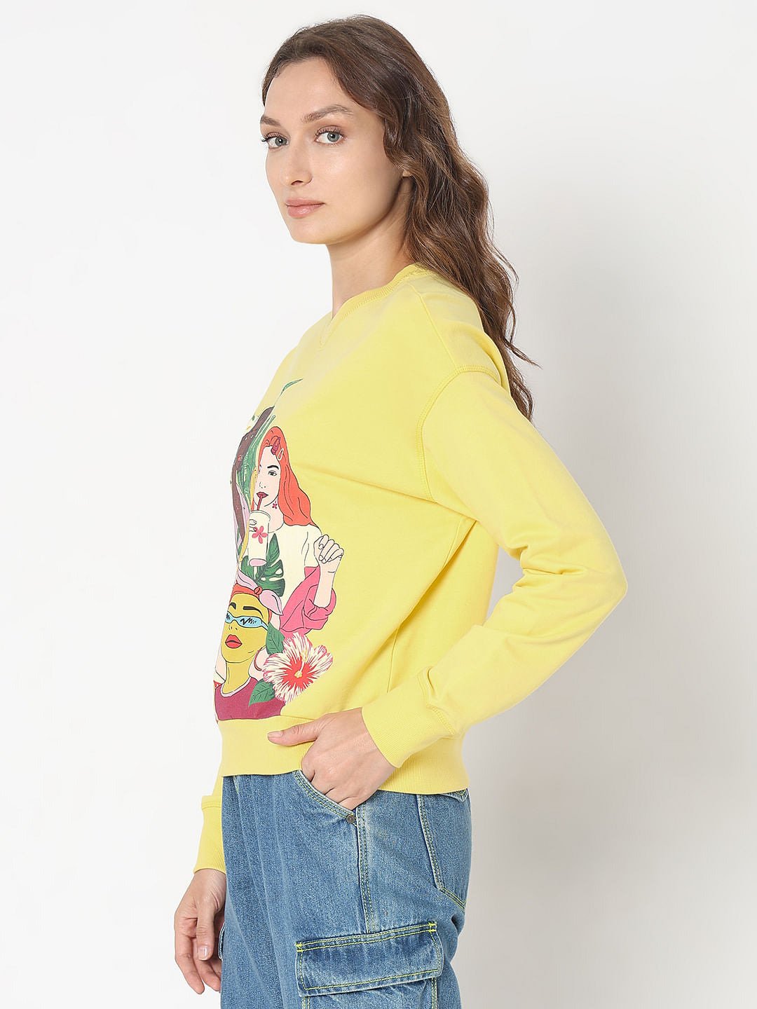 Yellow Printed Sweatshirt