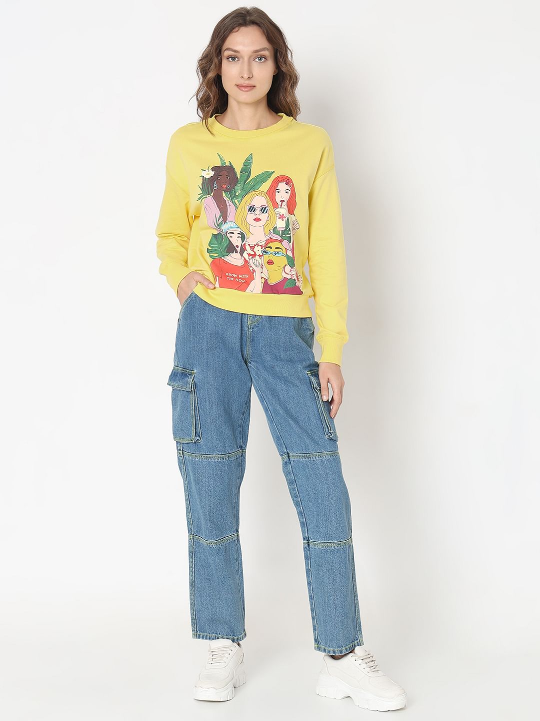 Yellow Printed Sweatshirt