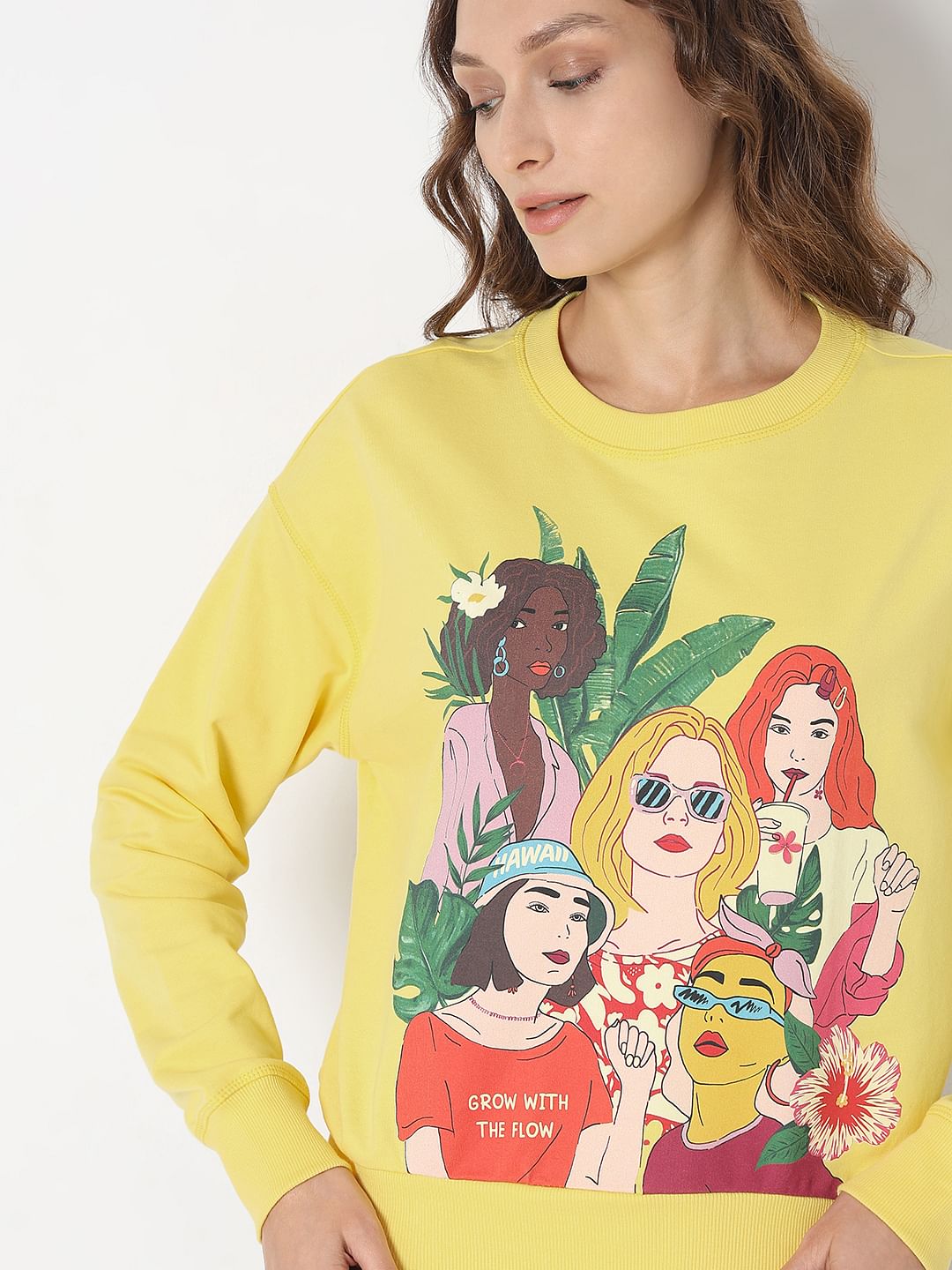 Yellow Printed Sweatshirt