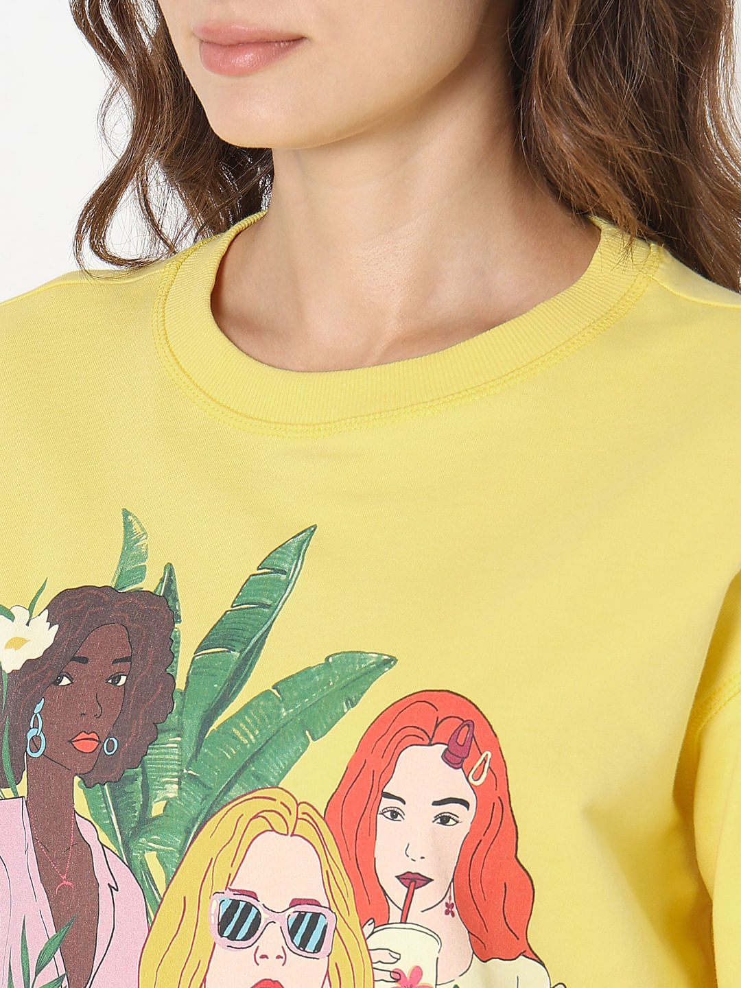 Yellow Printed Sweatshirt