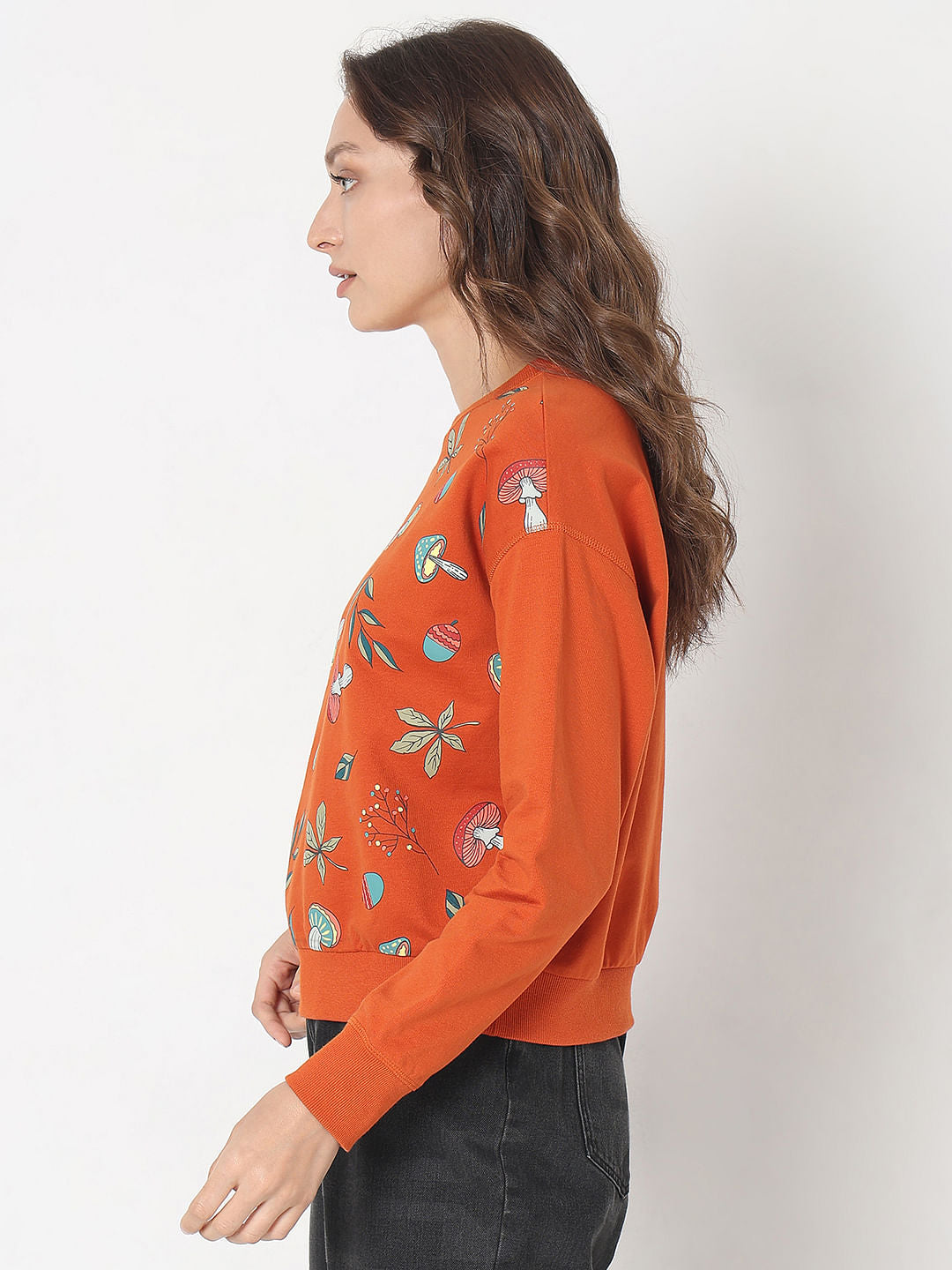 Orange Printed Sweatshirt