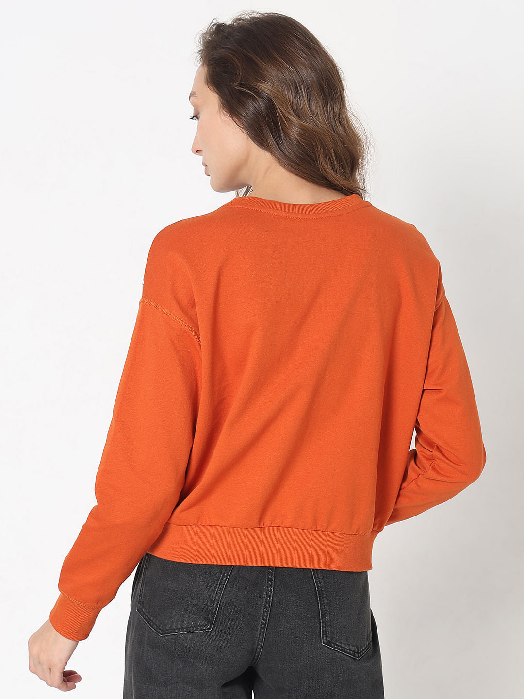 Orange Printed Sweatshirt