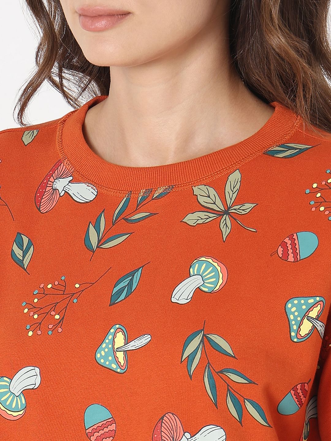 Orange Printed Sweatshirt