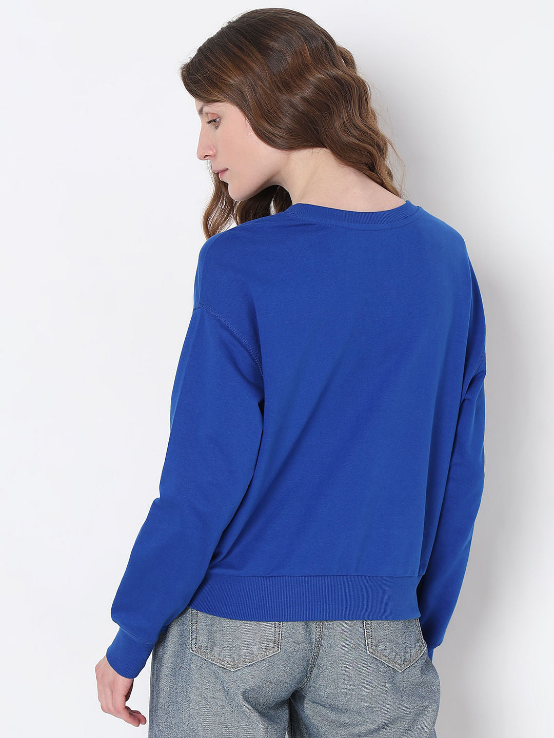 Dark Blue Graphic Print Sweatshirt