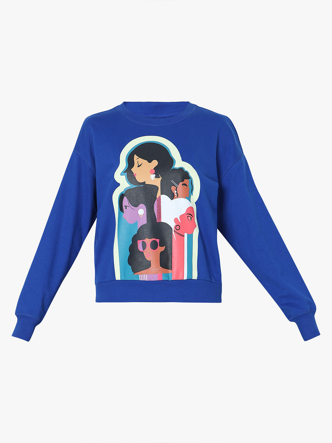 Dark Blue Graphic Print Sweatshirt