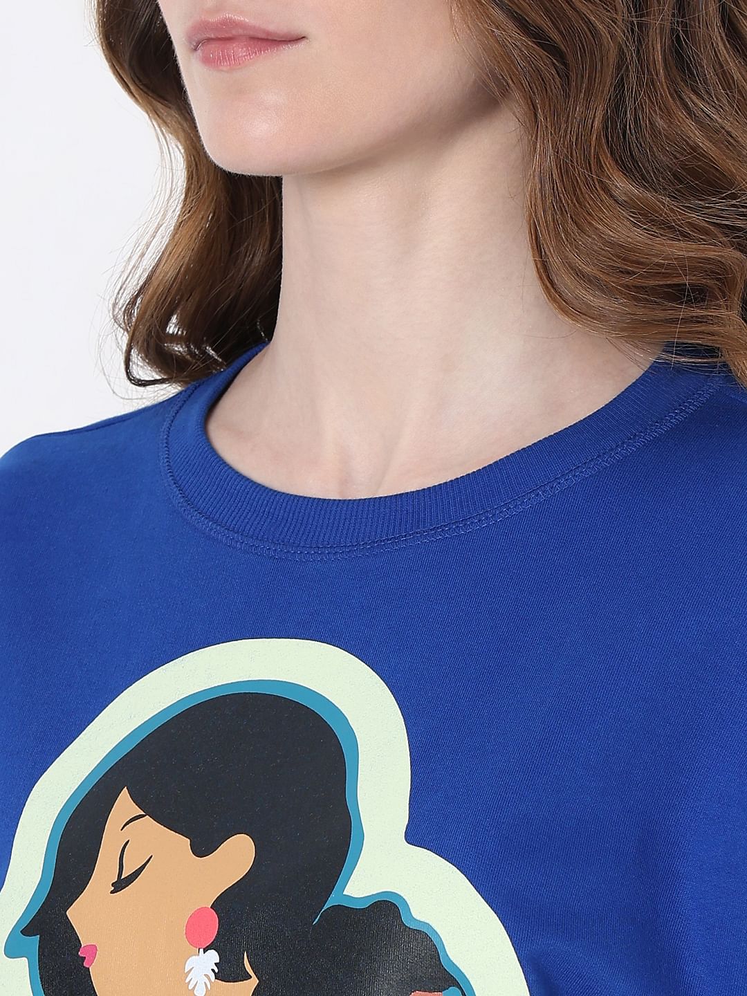 Dark Blue Graphic Print Sweatshirt