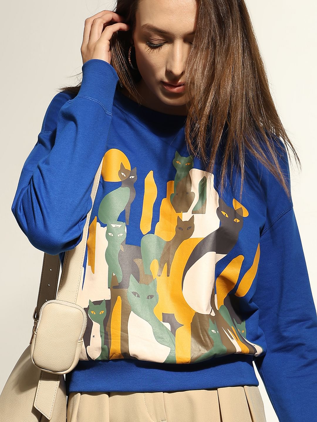 Dark Blue Printed Sweatshirt