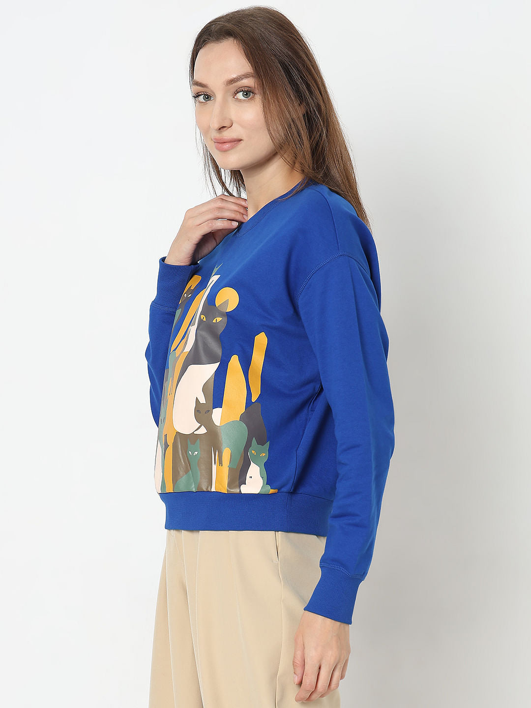 Dark Blue Printed Sweatshirt