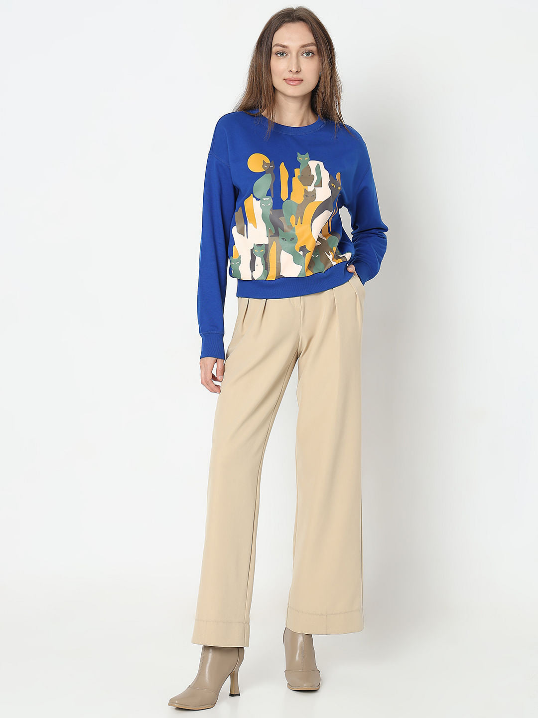 Dark Blue Printed Sweatshirt