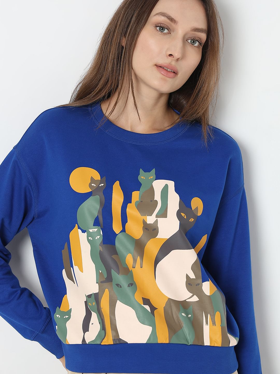 Dark Blue Printed Sweatshirt