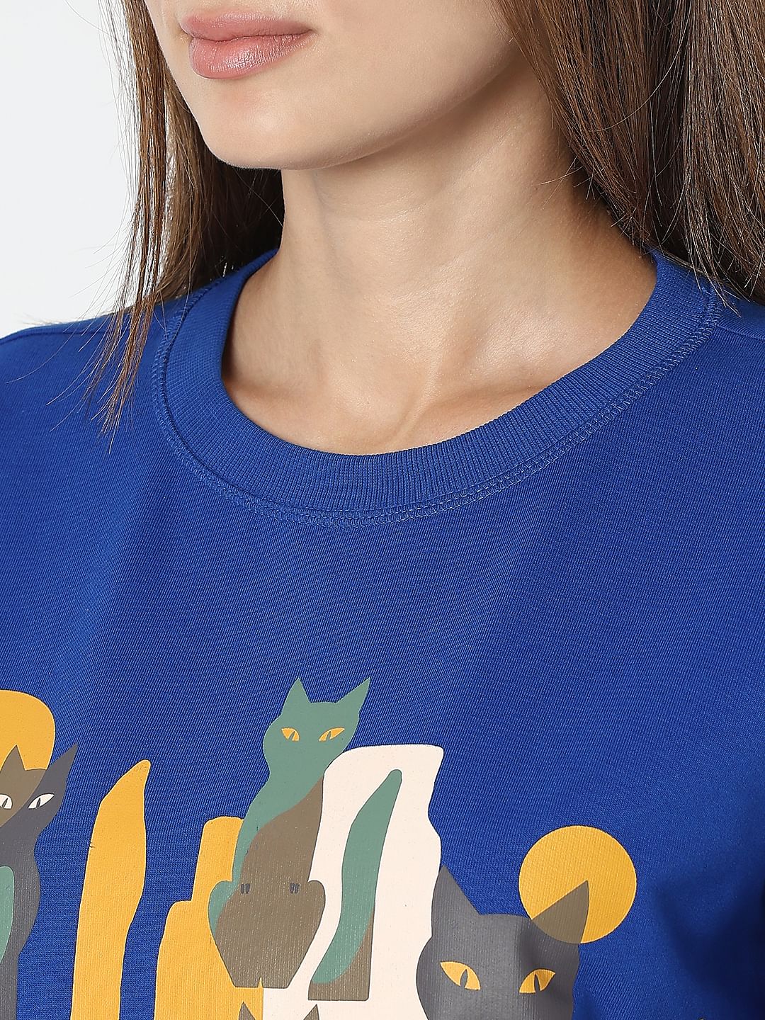 Dark Blue Printed Sweatshirt