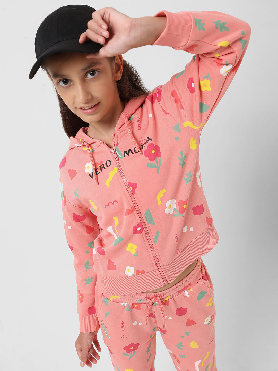 Girl Peach Abstract Print Sweatshirt