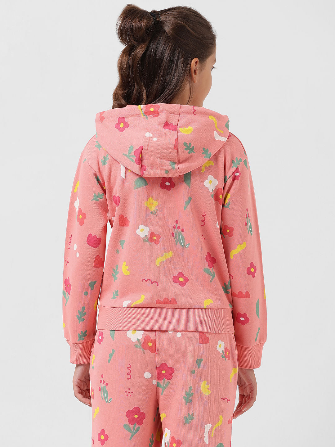 Girl Peach Abstract Print Sweatshirt