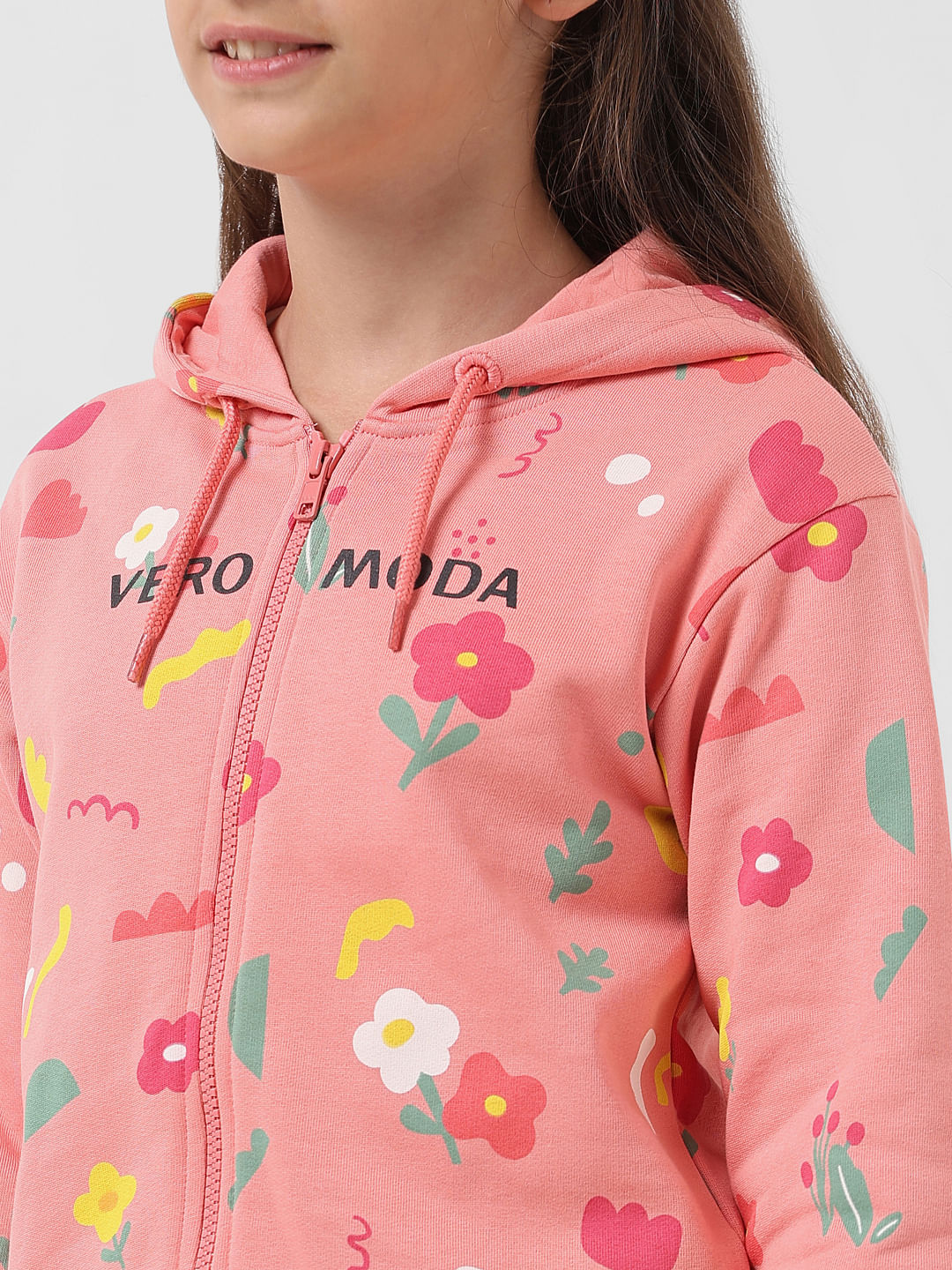 Girl Peach Abstract Print Sweatshirt