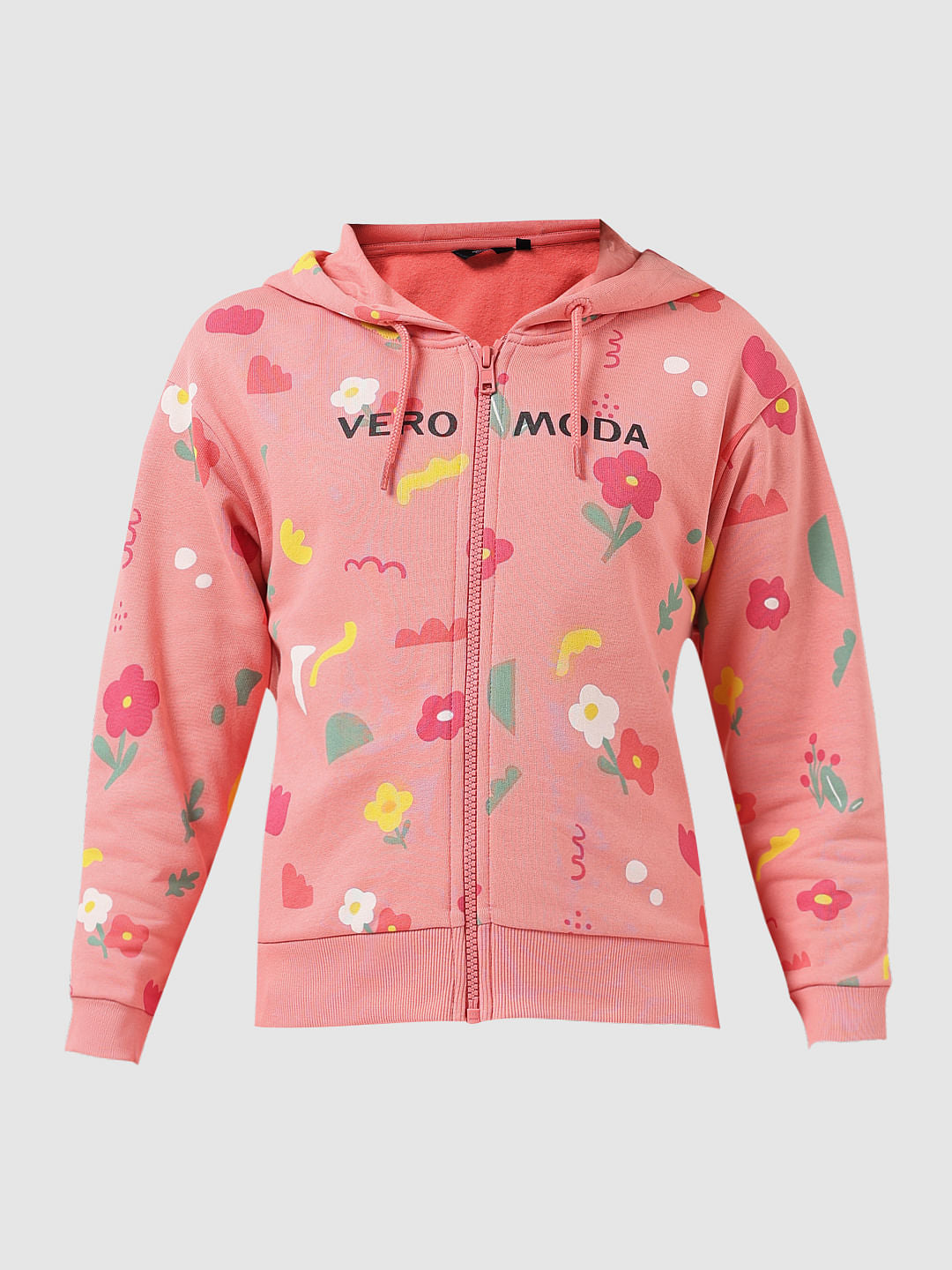 Girl Peach Abstract Print Sweatshirt