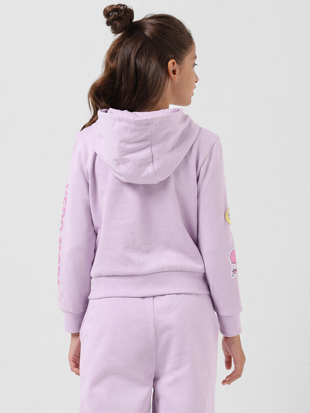 Girl Lilac Printed Hooded Sweatshirt