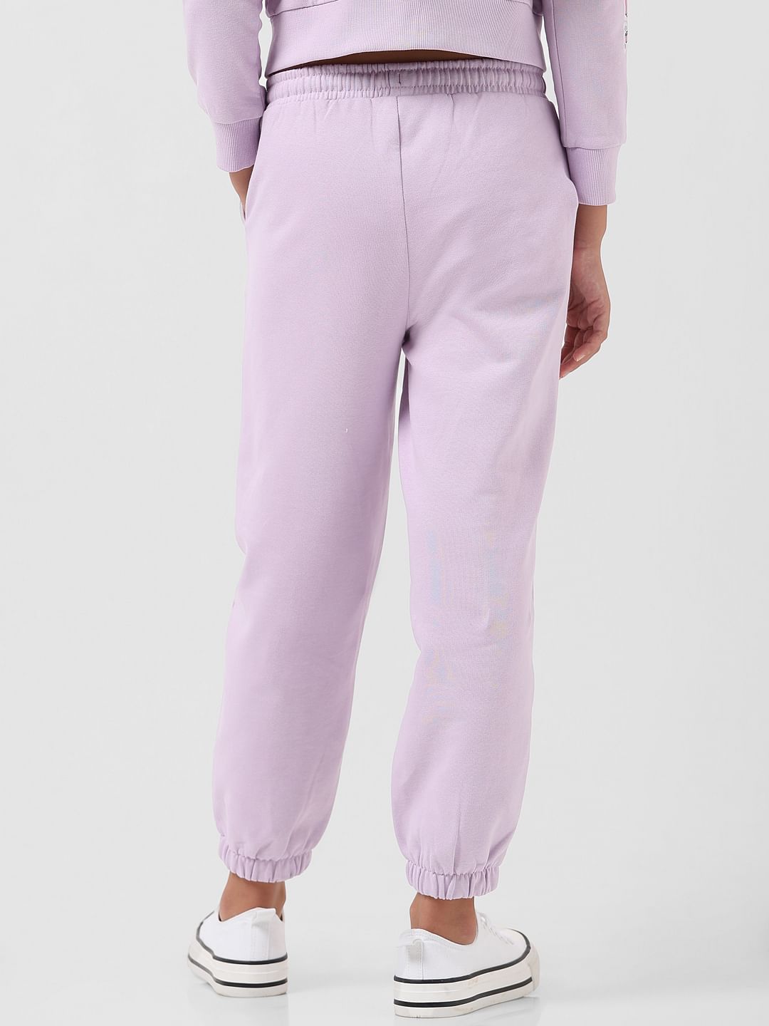 Girl Lilac Mid Rise Printed Sweatpants