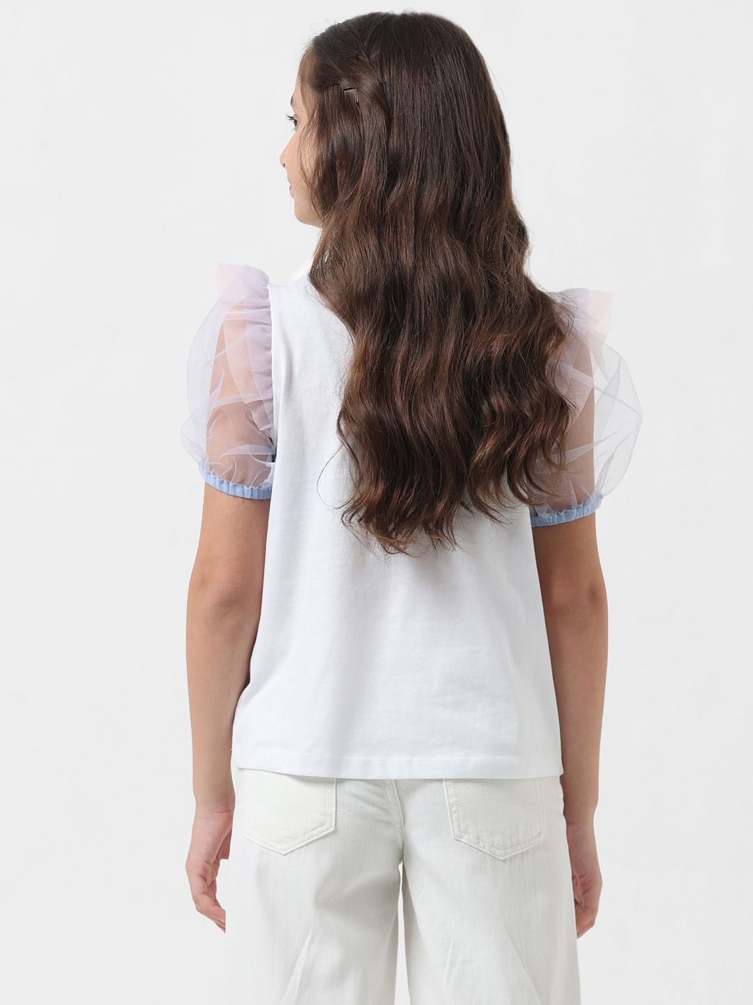 Girl White Sequin Graphic T-Shirt