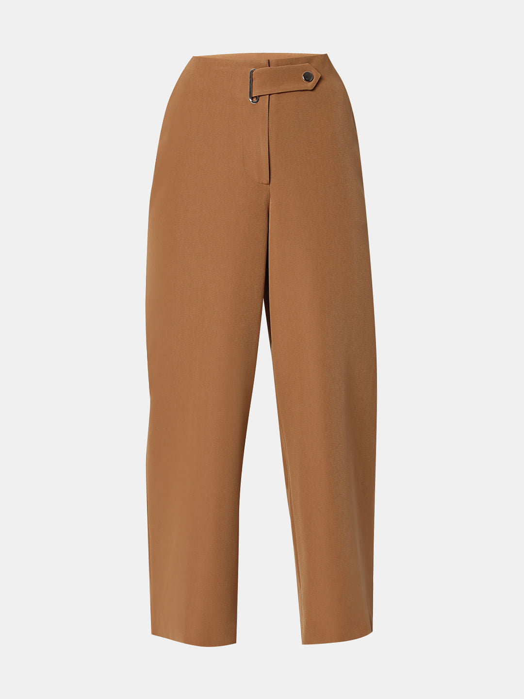 Brown Mid Rise Wide Leg Pants