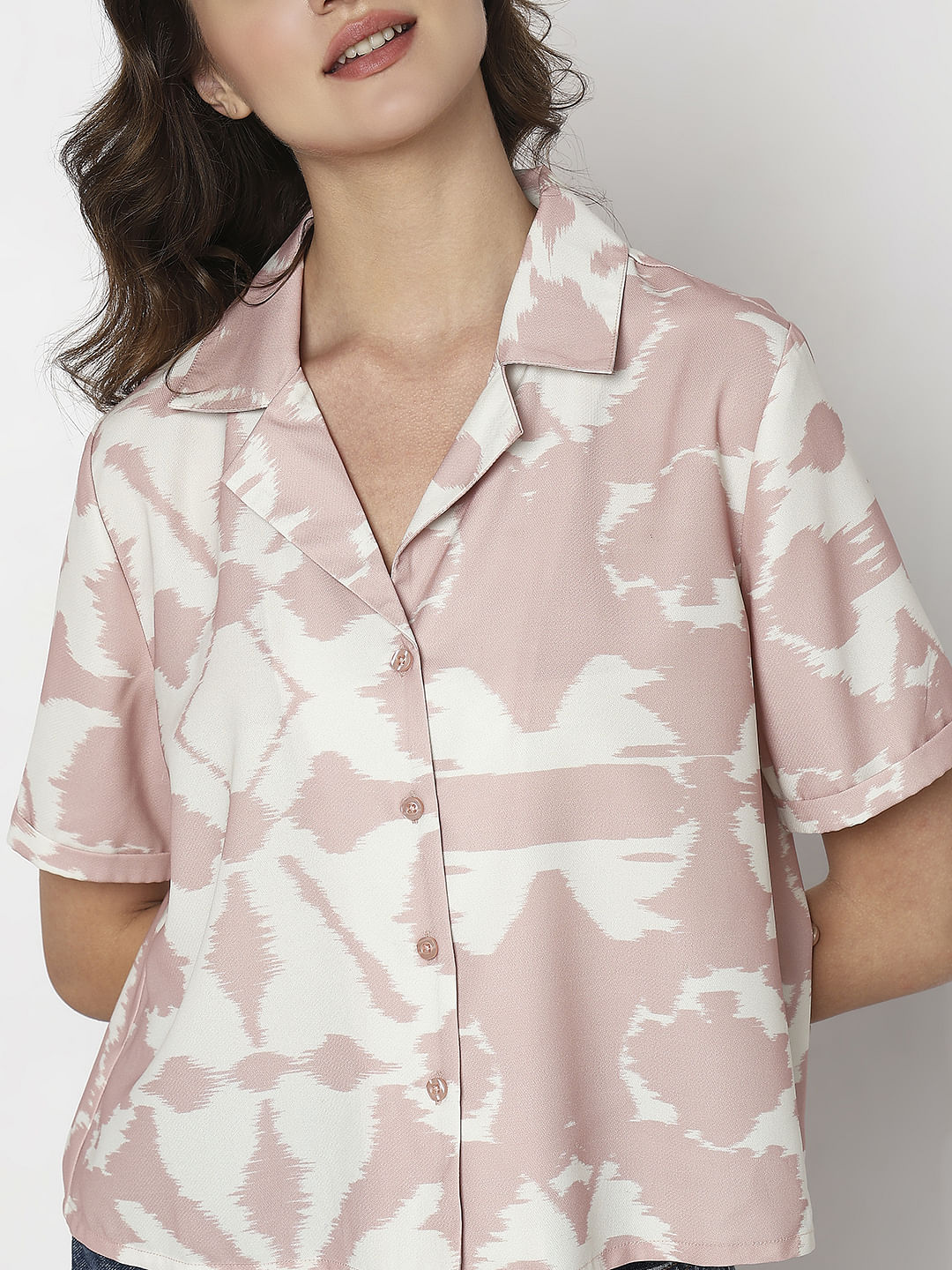 Pink Printed Casual Shirt