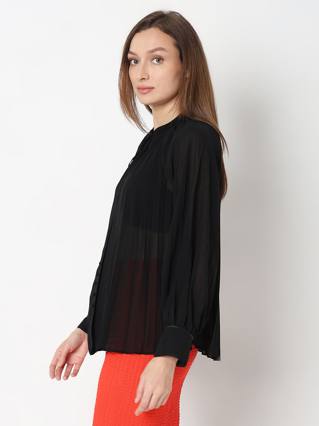 Black Sheer Georgette Top