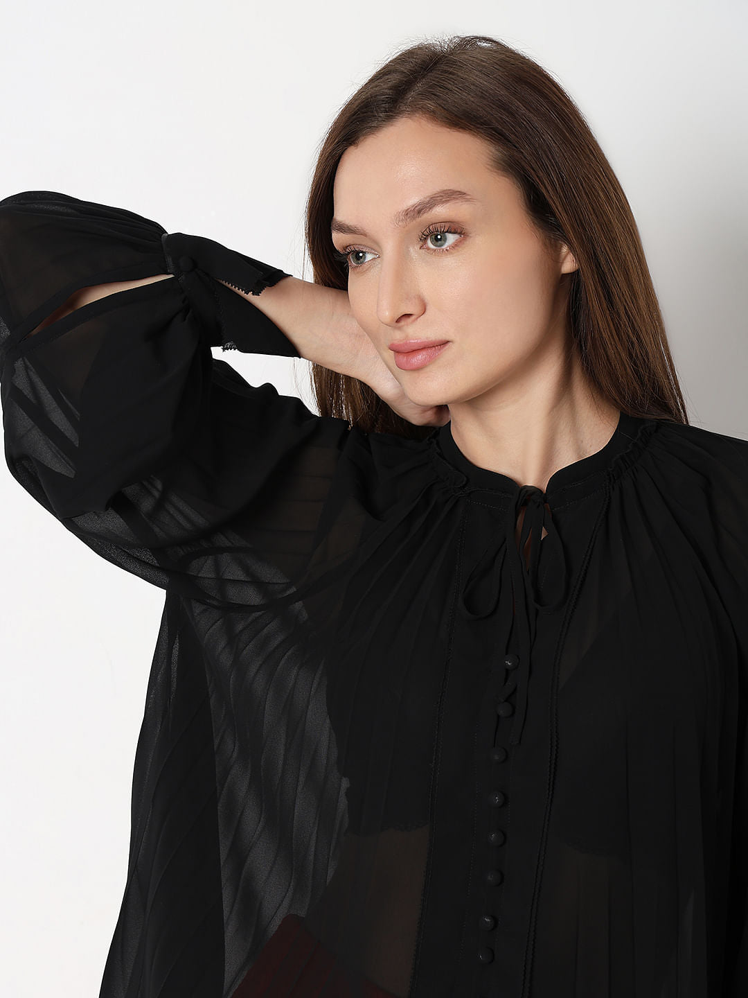 Black Sheer Georgette Top