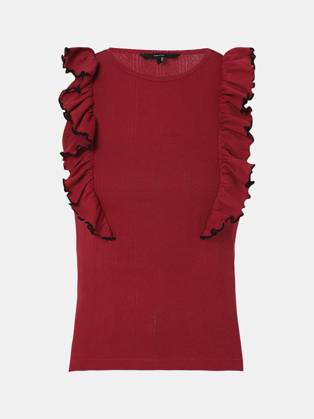 Red Ruffle Detail Top