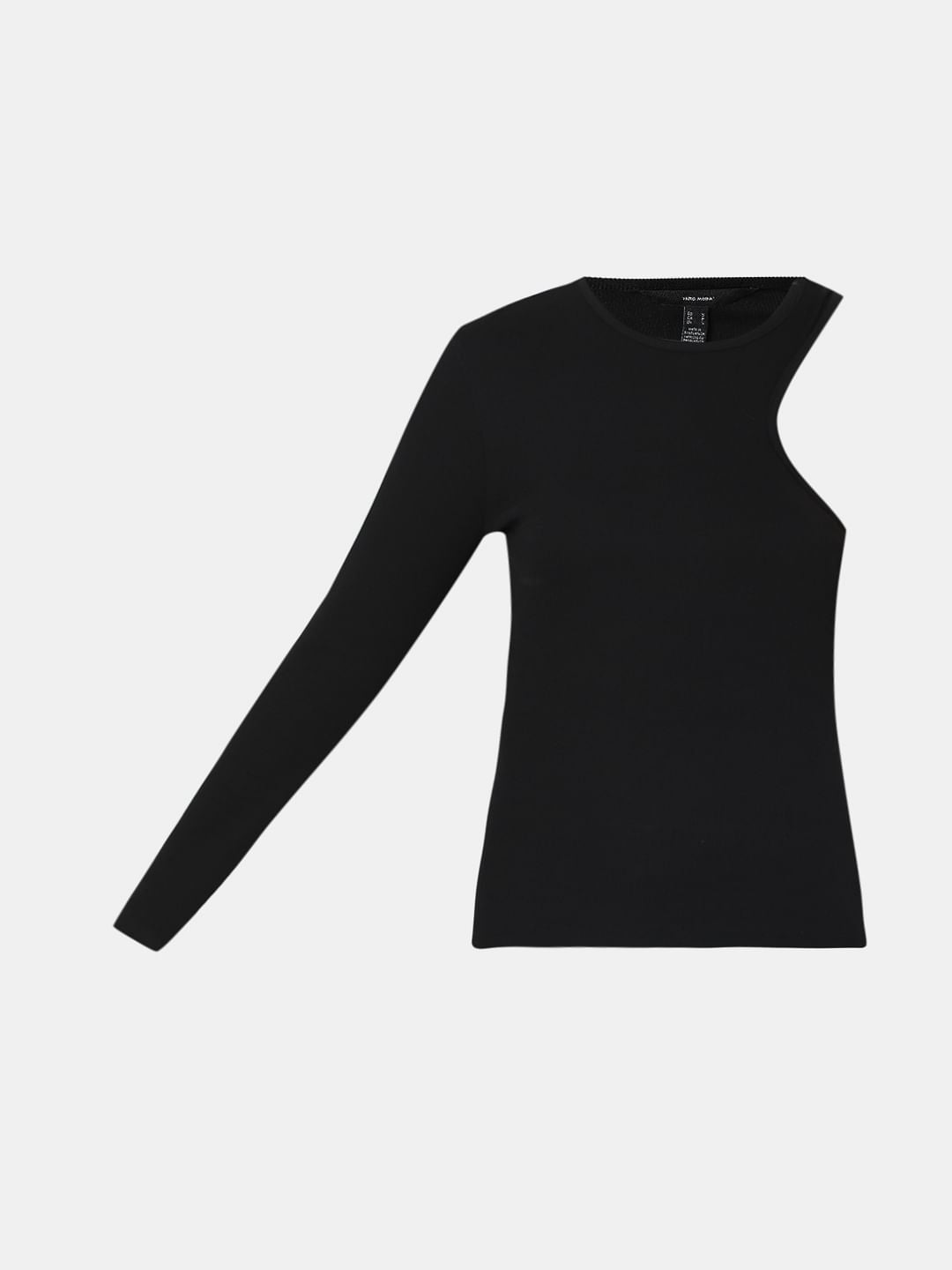 Black One Shoulder T-Shirt