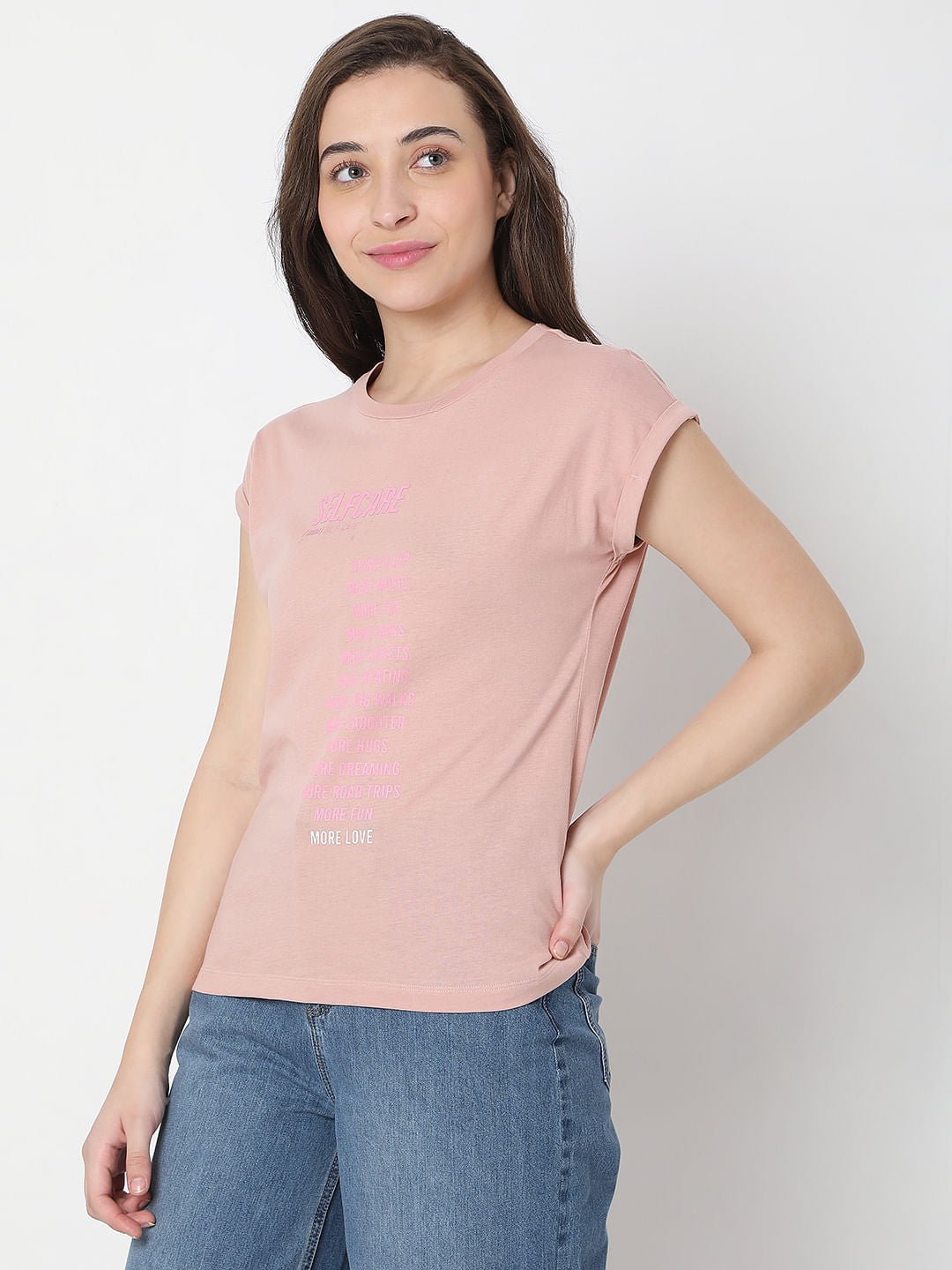 Pink Text Print T-Shirt