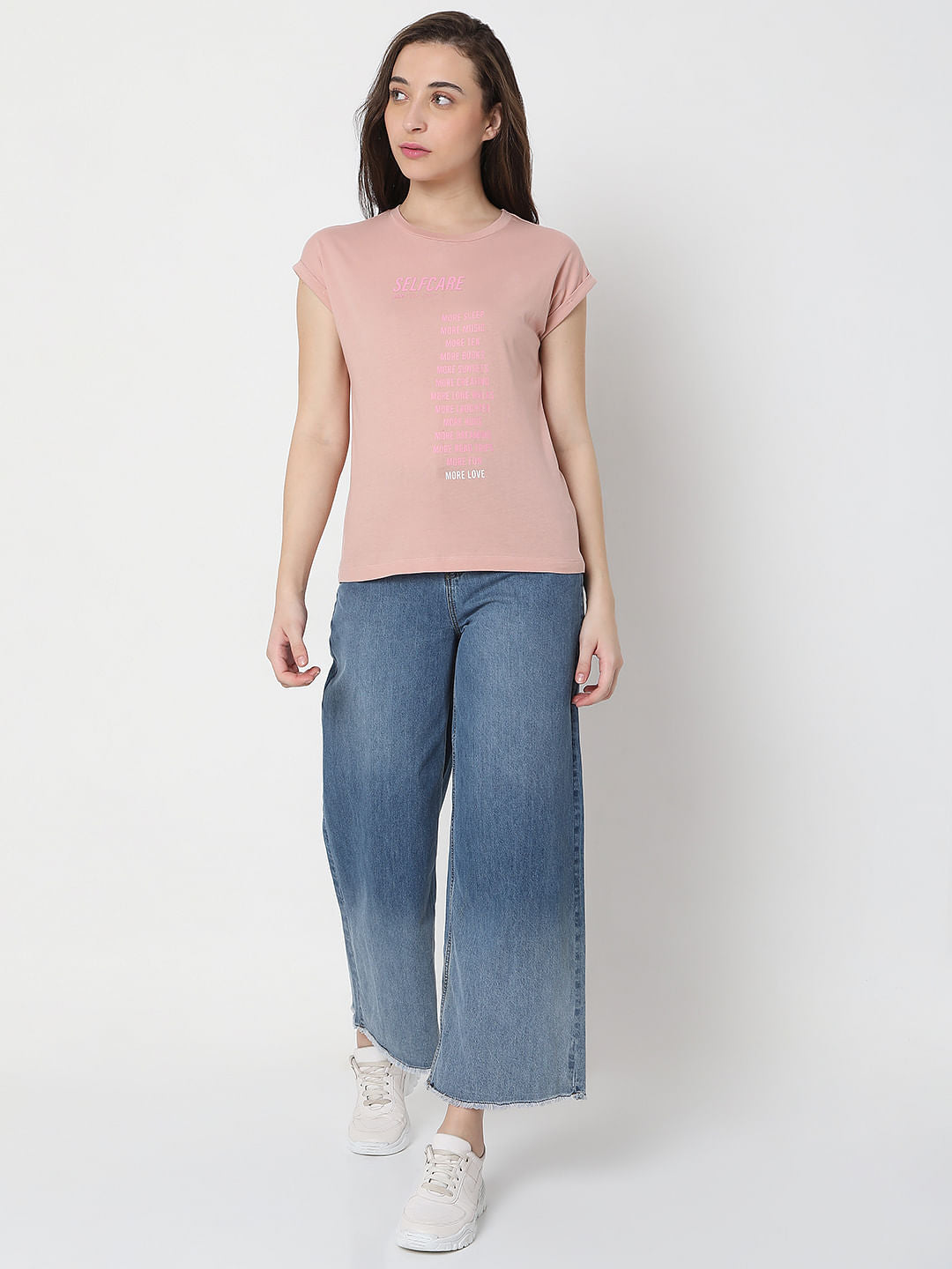 Pink Text Print T-Shirt