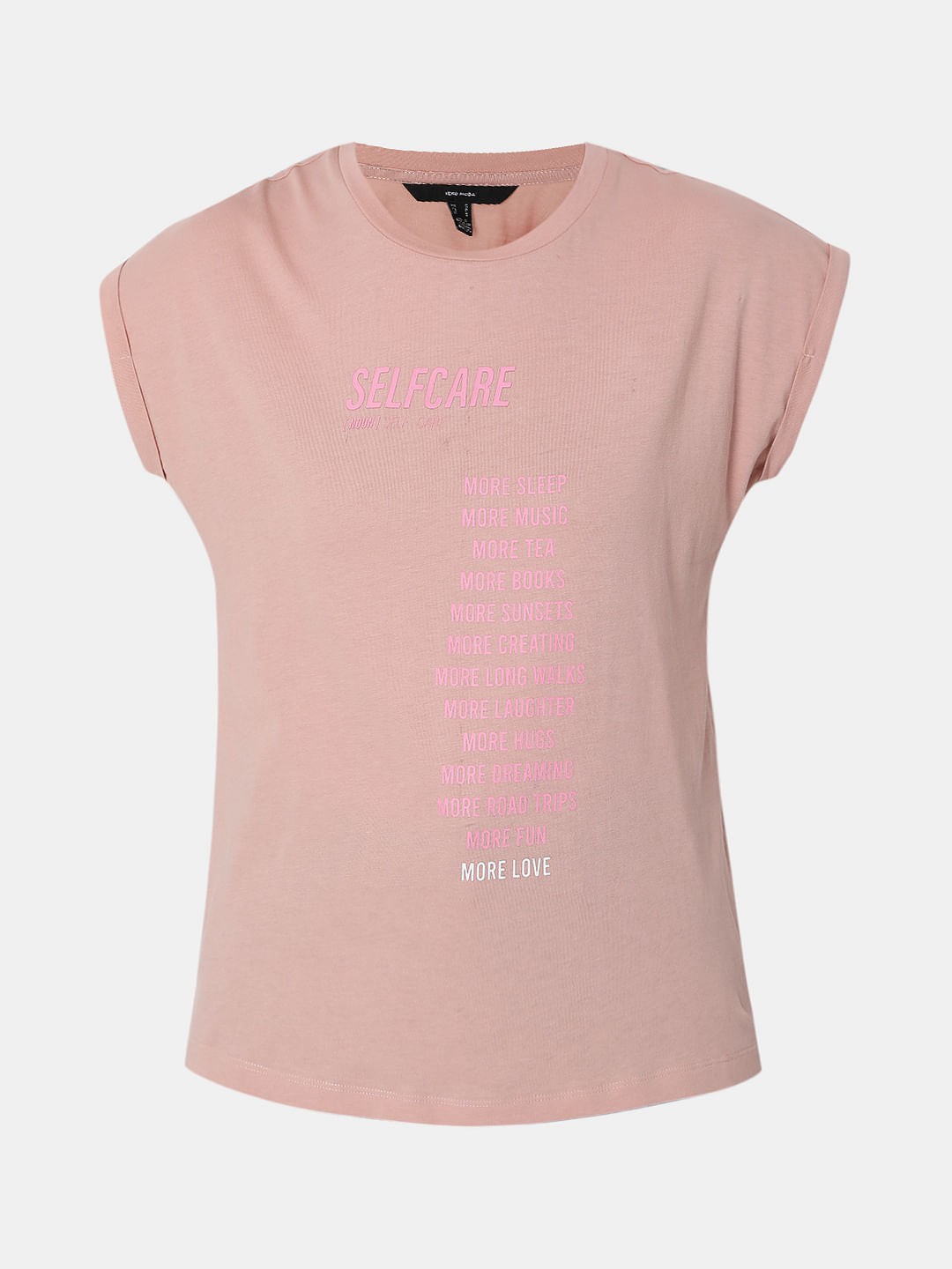 Pink Text Print T-Shirt
