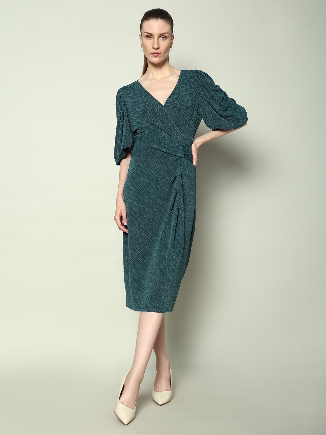 Marquee Green Lurex Bodycon Midi Dress