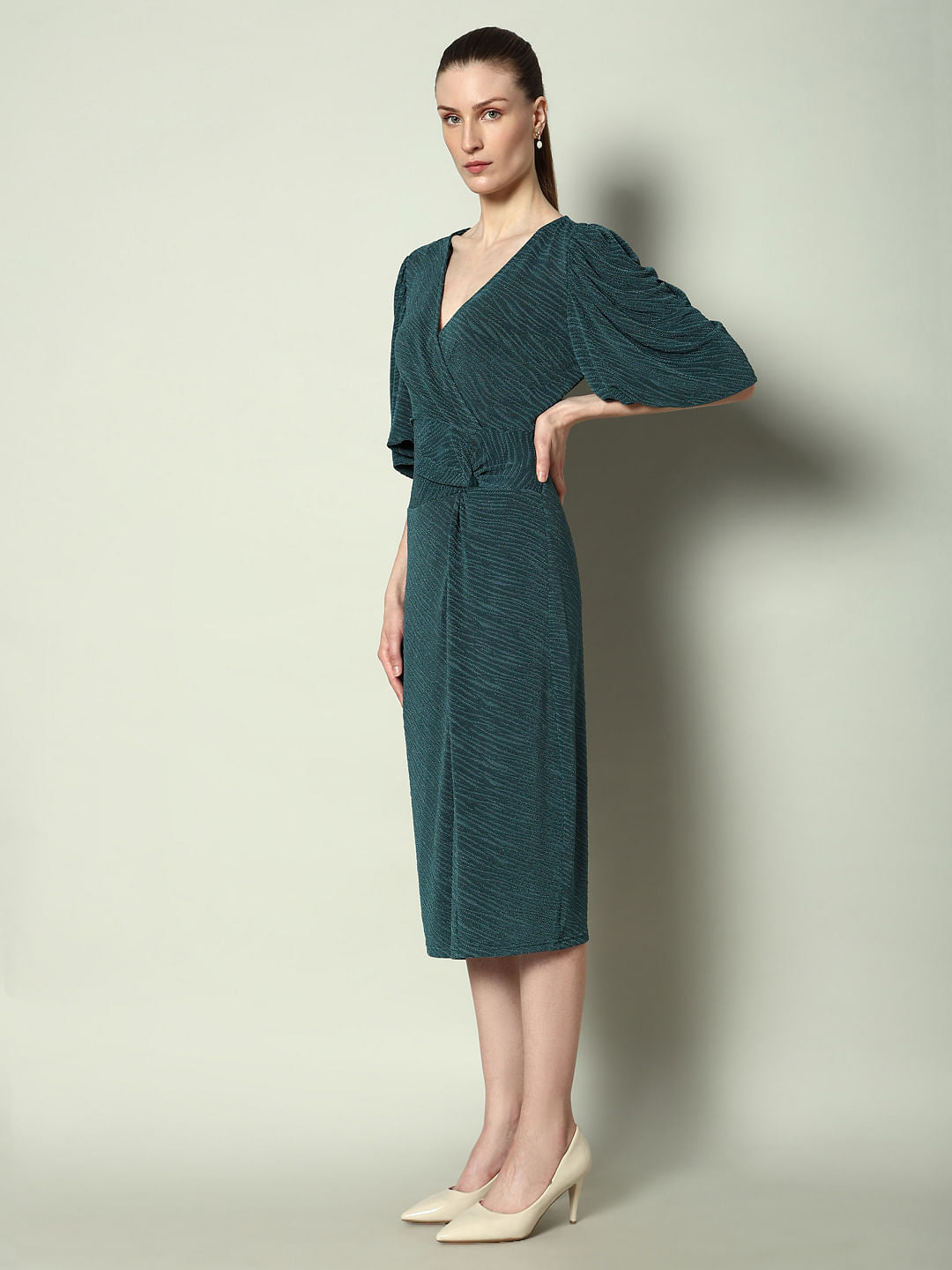 Marquee Green Lurex Bodycon Midi Dress