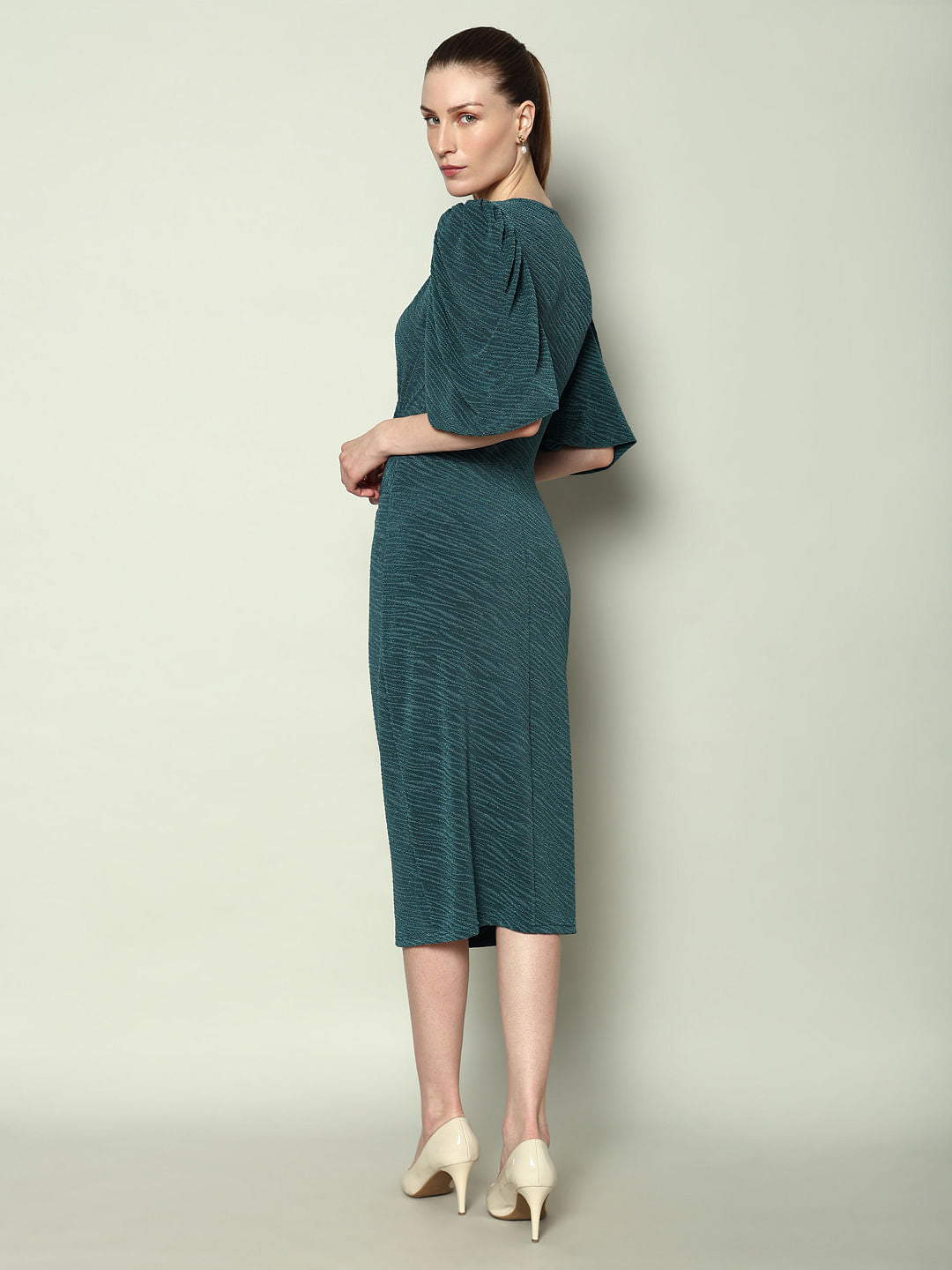 Marquee Green Lurex Bodycon Midi Dress