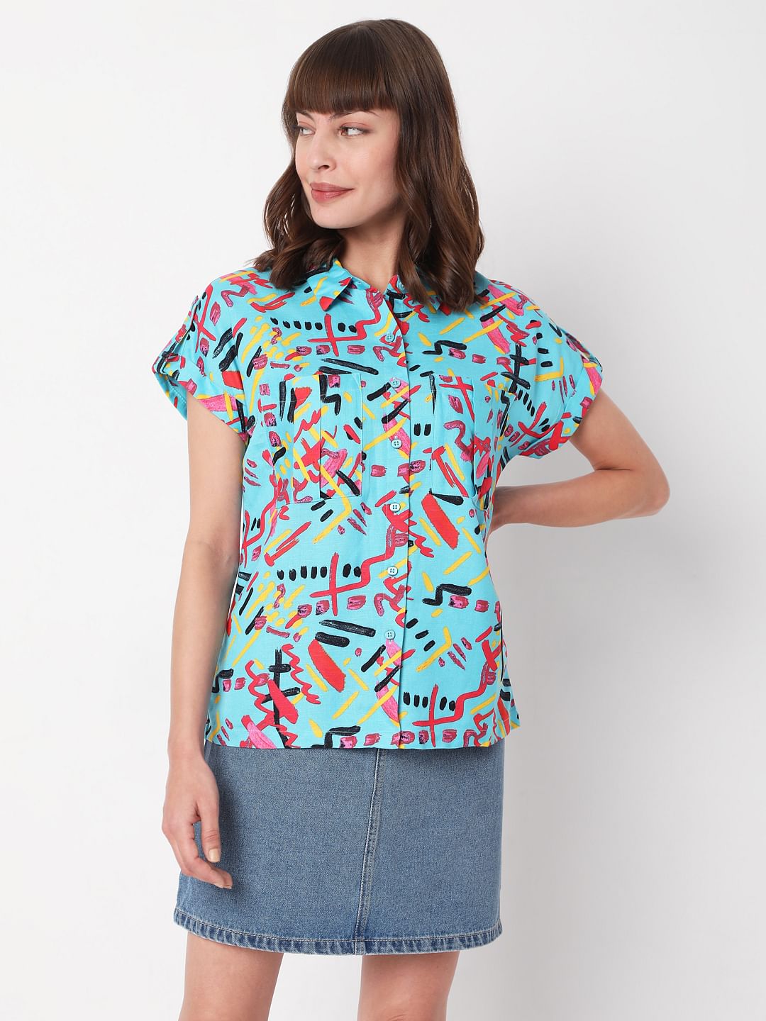 Blue Abstract Print Shirt