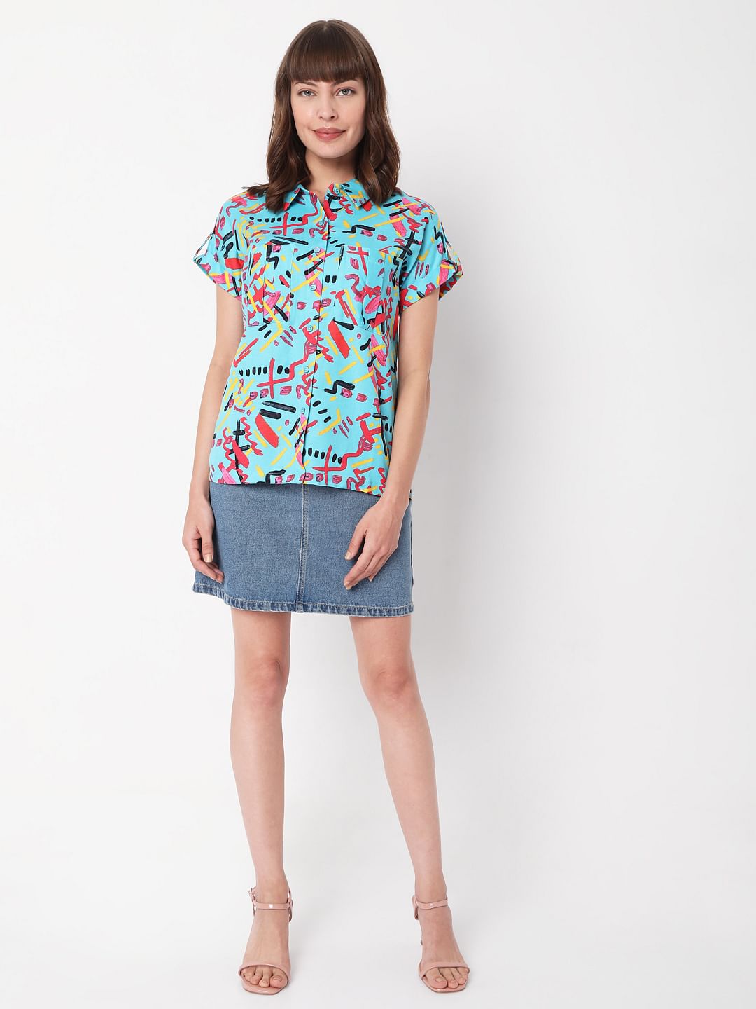 Blue Abstract Print Shirt