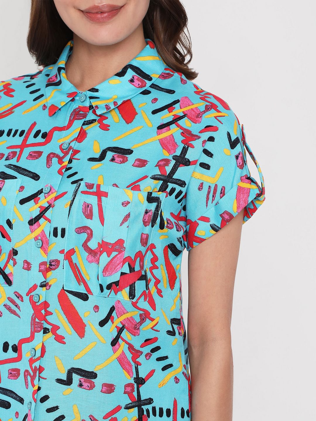 Blue Abstract Print Shirt