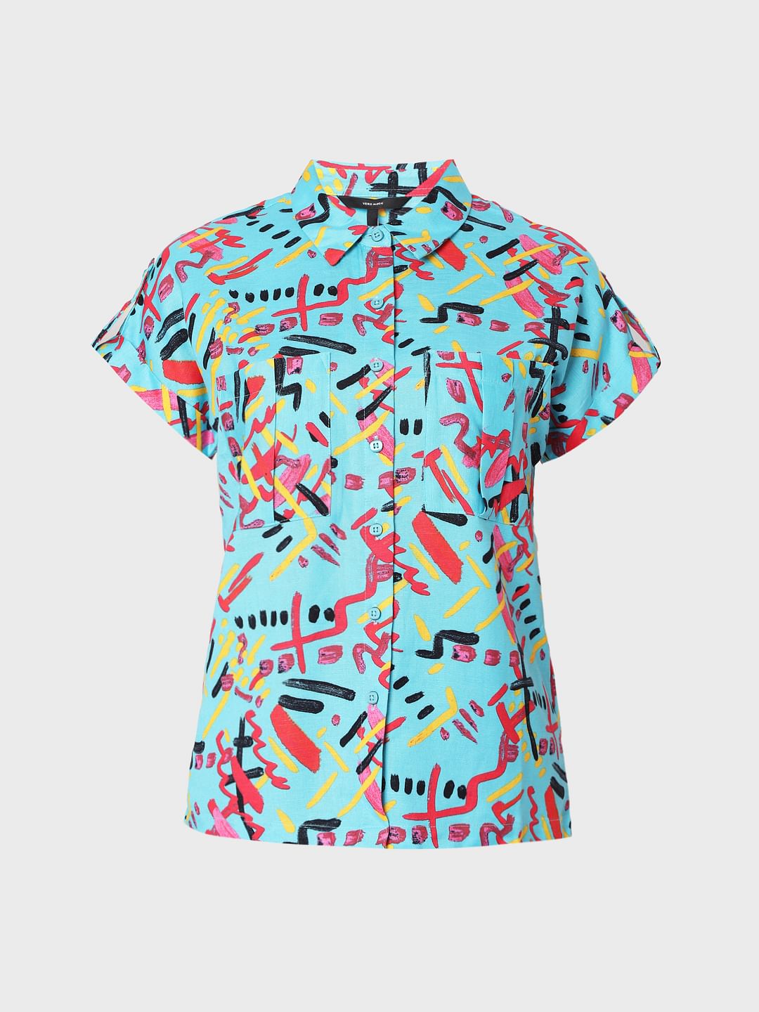 Blue Abstract Print Shirt