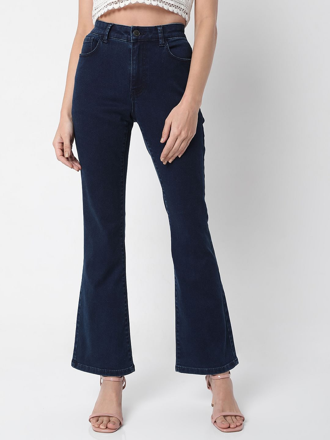 Dark Blue Mid Rise Petra Bootcut Jeans